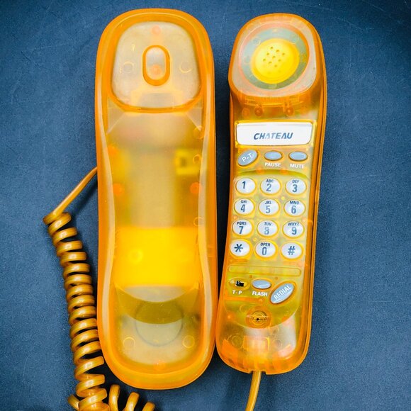 90s CHATEAU Neon Orange Translucent Landline Phone Desktop or Wall Mount - Picture 3 of 10